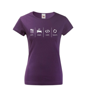 Dámske tričko IT Eat, sleep, code, repeat - pecka na tričko priamo do tvojho šatníka