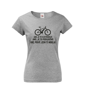 Dámske tričko Jazdím na elektrobicykli - vtipné originálne tričko