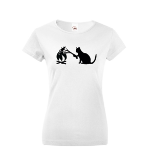 Dámske tričko mačka a myš - tričko pre milovníkov mačiek