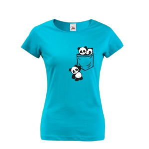 Dámske tričko Pandy vo vrecku - štýlový originál 