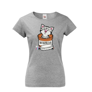 Dámske tričko pre milovníkov mačiek s potlačou "Antidepresiva"