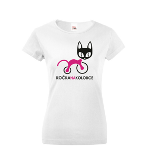 Dámské tričko s potlačou mačky na kolobežke - darček na narodeniny
