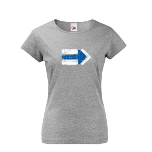 Dámské tričko Turistická šipka - modrá - ideální turistické tričko