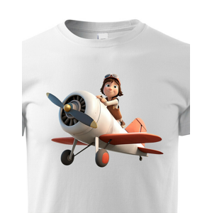 Detské tričko s potlačou chlapca a lietadla - tričko pre malých dobrodruhov
