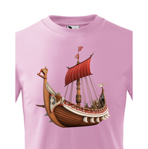 Detské tričko s potlačou Vikingskej lode - tričko pre malých dobrodruhov