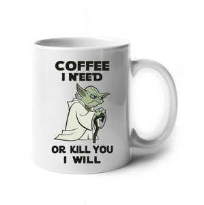 Hrnček - Yoda I need coffee - hrnček pre milovníkov star wars