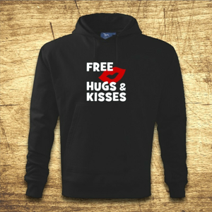 Mikina s kapucňou s motívom Free hugs and kisses