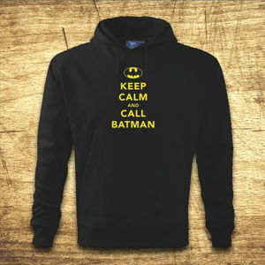 Mikina s kapucňou s motívom Keep calm and call Batman.