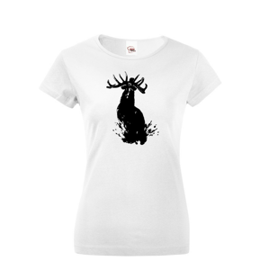 Poľovnícke dámské tričko s potlačou s Jeleňom európskym