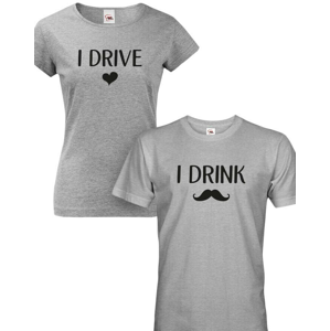 Vtipné párové tričká s potlačou I drive I drink - skvelý darček pre páry